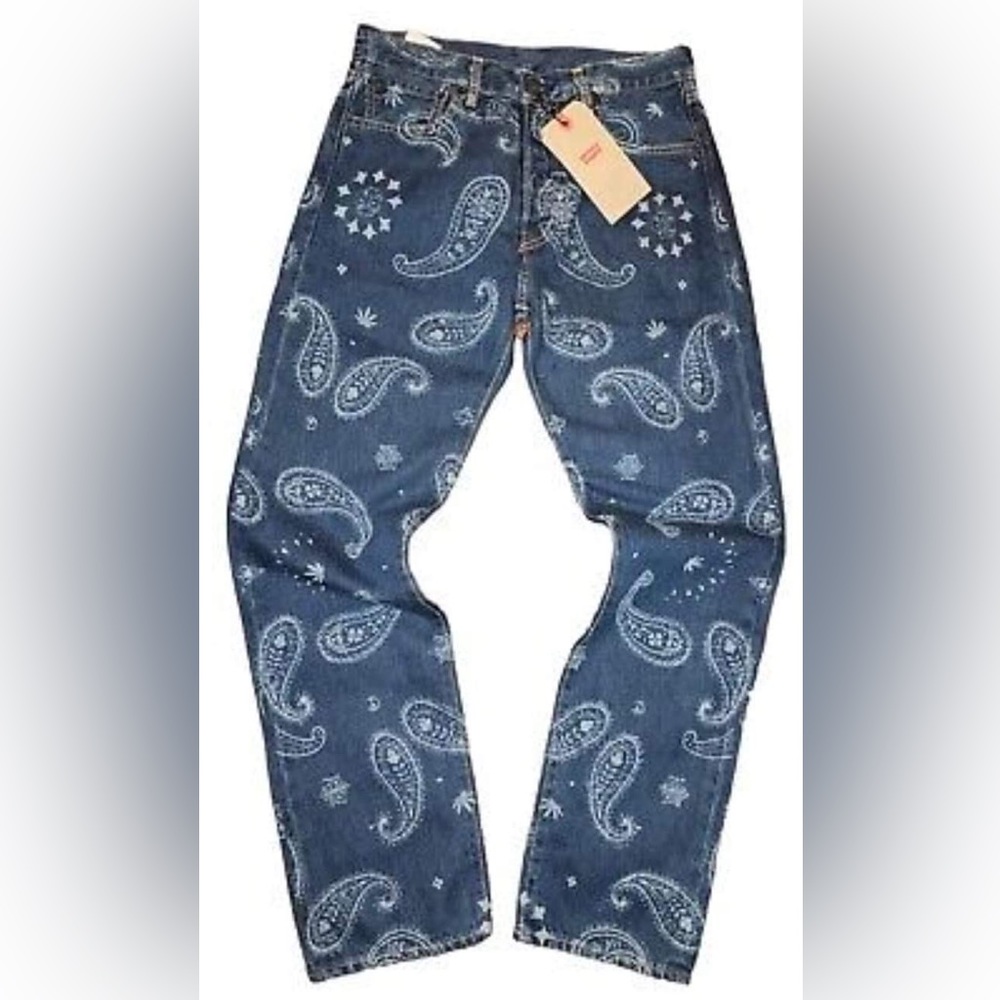Snoop Dogg x Levis Lot 420 Mens 34 X 30 Paisley bandana jeans (RARE)